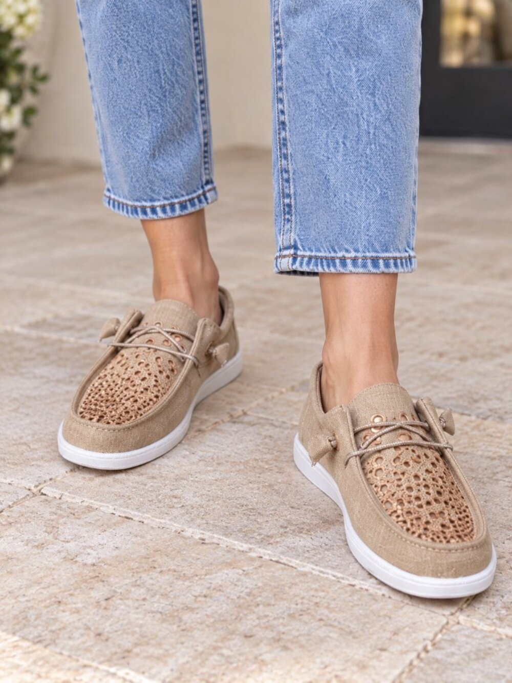 Not Rated Women's Canvas Slip-On with Rose Gold water drops retail $44 sz7.5